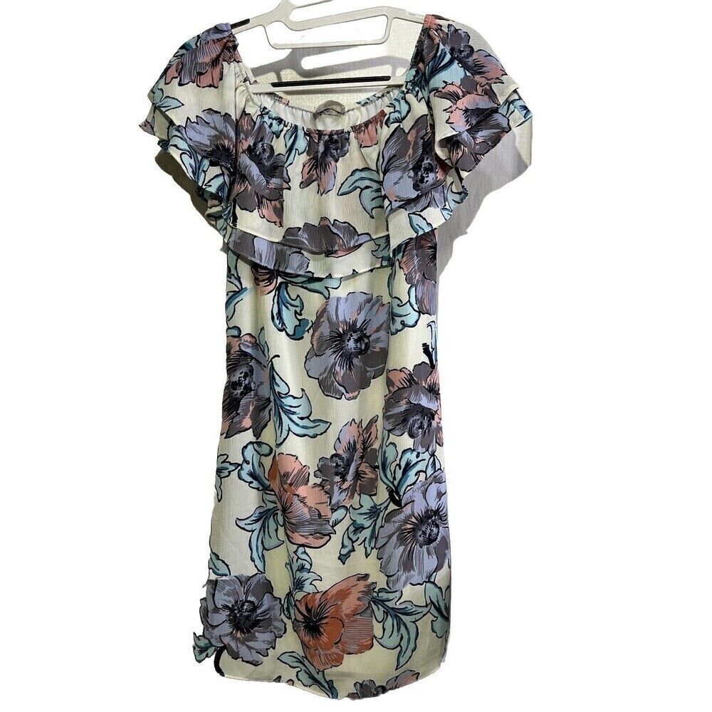 Everly bright floral off the shoulder cinch dress size small NWT